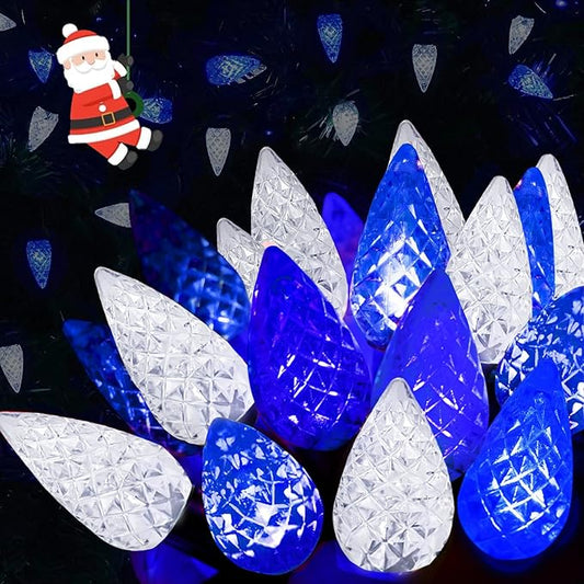 240 LED 78FT C6 Christmas String Lights, Super Long Christmas Lights Outdoor Indoor with 13 Modes & Timer, Waterproof Fairy Twinkle Light Plug in for Tree Garden Party Xmas Decorations (White & Blue)