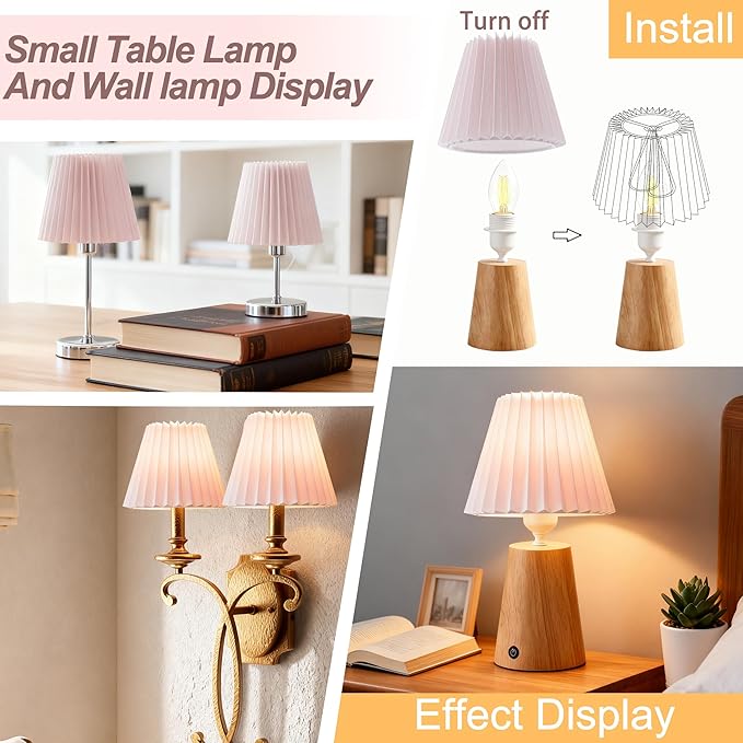 Small pleated lampshade chandelier shades set of 6. Lampshade for Wall Lamp.chandelier shades.small table lamps.For Cutting Edge bulbs.light bulb shade.chandelier light covers.4" X 5" X 6"
