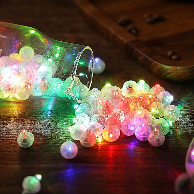 AIKEI 200pcs LED Balloon Lights,Mini Balls Lights,Long Standby Time Party Lamps,Waterproof for Paper Lantern,Easter Eggs Decor, Halloween Wedding Birthday Party Decoration (Warm+Colorful, 200pcs)