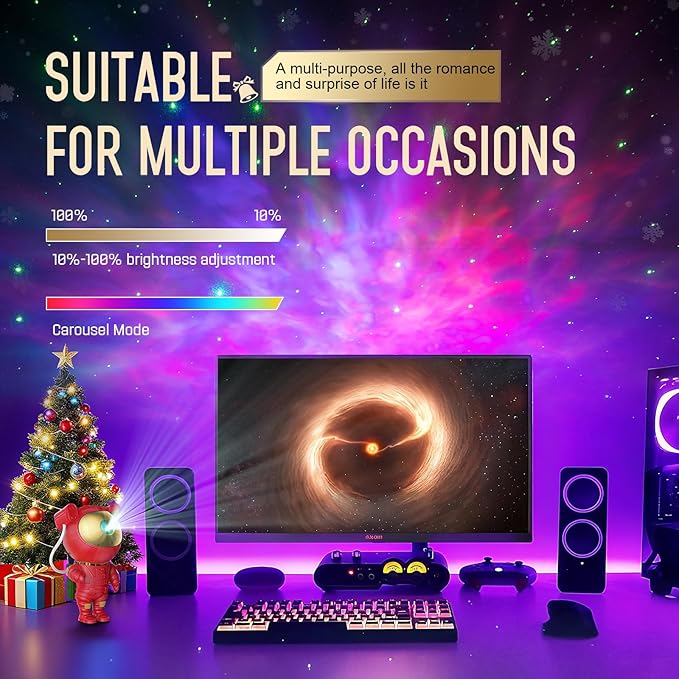 Christmas Light Projector Indoor - Red Astronaut Galaxy Projector, Festive Holiday Decor, Romantic Lights for Bedroom, Unique Christmas Gift with Remote & Timer