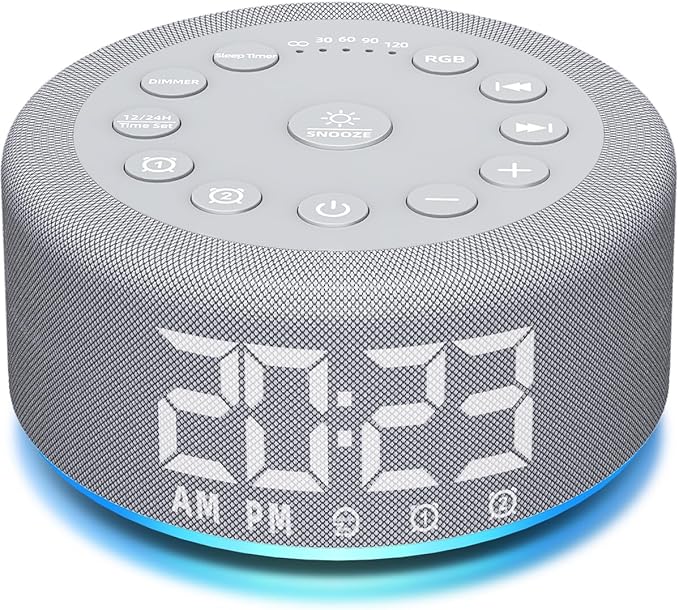 Sound Machine Alarm Clock Brown Noise White Noise Machine Night Light with Dual Alarms Backup Battery 30 Sleeping Sounds for Baby Kids Adults 32 Level Volume 5 Timers 15 Wake Up Sounds Memory Function