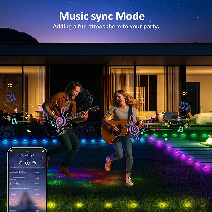 IVRICH Outdoor Ground Lights, 150ft Smart RGB Outdoor Light with Color Changing, Remote & App Control, IP68 Waterproof, Music Sync, Timer Function, Pathway Lights Patio Deco for Lawn Yard Garden
