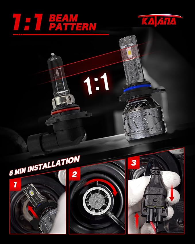 KATANA 9012 Bulb,9012 Fog Bulb Plug and Play 400% Brightness Super Bright 6500K White Mini Size of 2