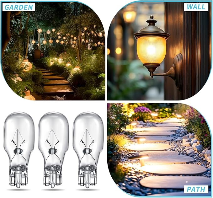 Riakrum T5 Landscape Light Bulbs 12 Volt 4 Watt Landscape Lighting Bulbs Low Voltage Wedge Base Replacement Lamp for Outdoor Garden Deck Yard (30 Pieces)