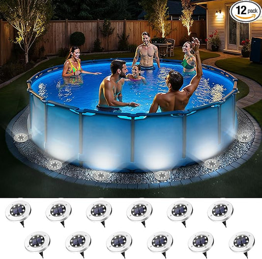 SOLPEX 12 Pack Solar Pool Lights for Above Ground Pools, Waterproof LED Above Ground Pool Lights, Outdoor Pool Decoration Accessories(Cool White)