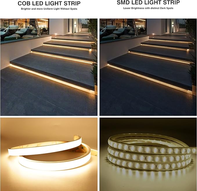 COB LED Strip Lights,2700K Warm White,24V led Light Strips Waterproof,480LEDs/M,16.4ft/5M,CRI90+ Outdoor cob led,Ip67 Sauna Lights for Sauna Room,Pool,Garden,(Power Not Included)