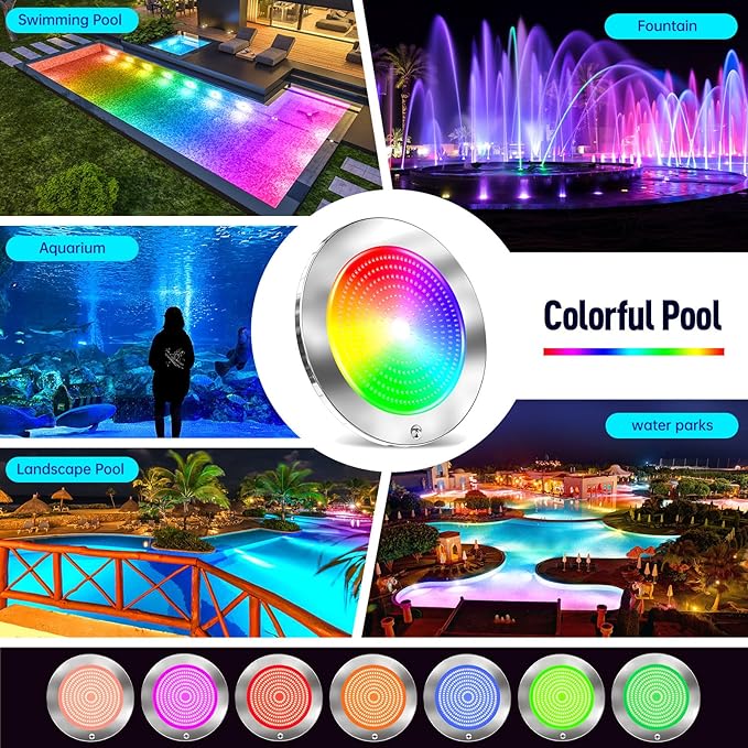 54W 10Inch LED Pool Lights for Inground Pool with 3 Way to Control (App/Remote/Manual Controller), Multicolor Changing Underwater Swimming Pool Light for 10" Large Wet Niches - 100FT