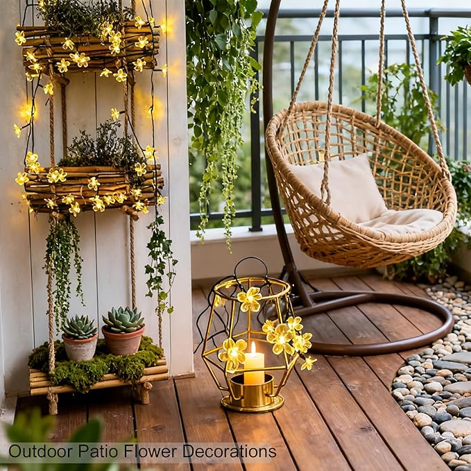 Decorative Flower String Lights Indoor Outdoor Bedroom Decorations, 33ft 100 LED USB Plug-in Black Wire Fairy Cute Cherry Blossom Lights for Patio, Garden, Christmas, Birthday Party (Warm White)