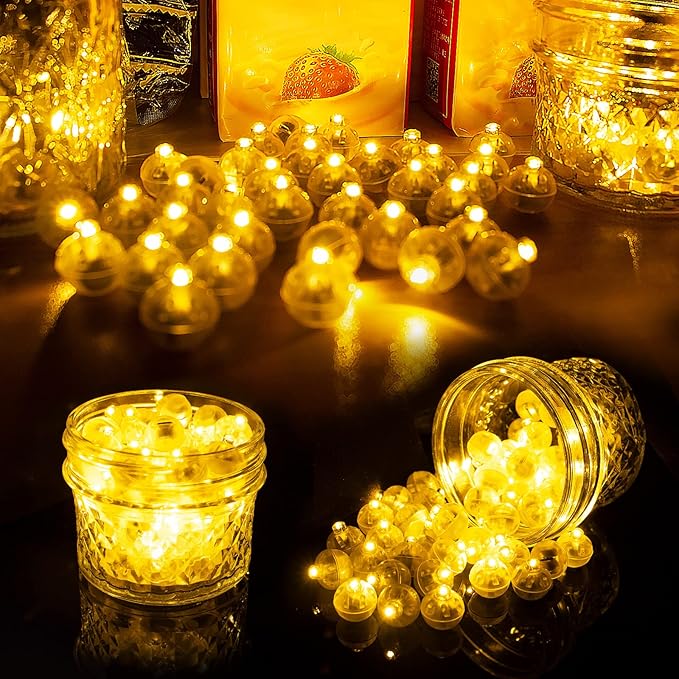 Aogist 200pcs Yellow Balloon Light,Long Standby Time Waterproof Mini Ball Light,Round LED Flash Lamp for Paper Lantern Balloon Party,Wedding,Birthday,Festival,New Year and Christmas Decorative