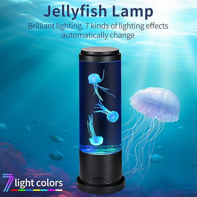 EDIER Jellyfish Lamp, 11 Inch Jellyfish Aquarium with Color Changing Light, Noiseless Pump, USB/Battery Powered Mood Light for Home Decor Kids Men Women
