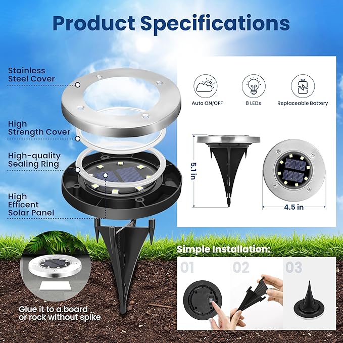 SOLPEX 6 Pack Solar Pool Lights for Above Ground Pools, Waterproof LED Above Ground Pool Lights, Outdoor Pool Decoration Accessories(Warm White)