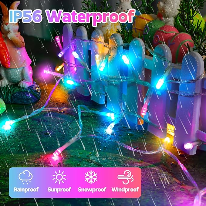 30 LED Easter String Lights - 11.5Ft Pastel Colored Battery Mini Light with 8 Modes, Timer, Waterproof - Fairy Christmas Lighting for Outside Tree Bedroom House Party Garland Decorations - White Wire