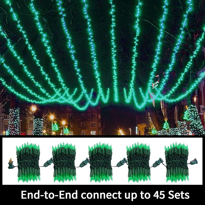 LAMPHOME St. Patrick Mini String Lights,100LED 21.6Ft St Patrick Day Lights, Waterproof Green Lights for Indoor Xmas Tree Garland Birthday Wedding Party Festival Decoration, Green Wire