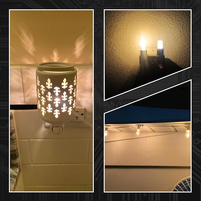 E12 LED Candelabra Base Night Light Bulb 1 Watt Equivalent 10W 15W, AC120V 150lm 2700K Warm White C7 E12 Small Bulbs for Salt Lamp Appliance Bulb Decorative String Lights, Non-dimmable, 4 Pack