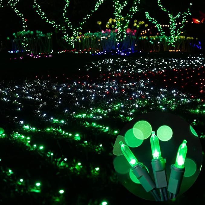 LAMPHOME St. Patrick Mini String Lights,100LED 21.6Ft St Patrick Day Lights, Waterproof Green Lights for Indoor Xmas Tree Garland Birthday Wedding Party Festival Decoration, Green Wire