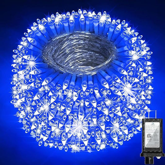 340 LED 90FT Christmas String Lights Outdoor, 12 Pro Modes and Timer Memory & Brightness, Plug in Outdoor Waterproof Clear Wire Twinkle Light for for Xmas Yard Tree Wedding Party Decor (Blue)
