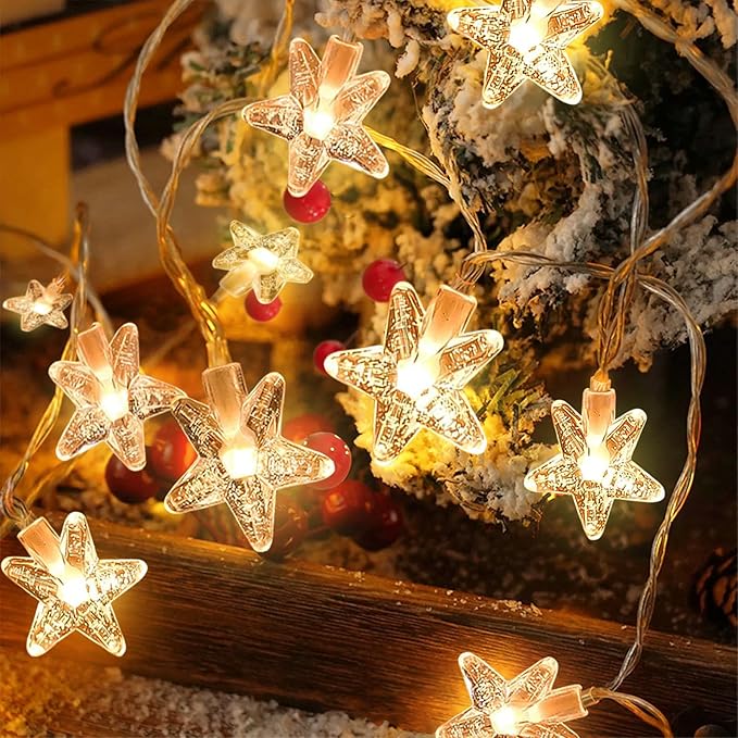 ITICdecor Christmas Lights Battery Operated Star Fairy String Lights Twinkle Lights 30 LED Christmas String Lights for Room Party Wedding Holiday Decorations
