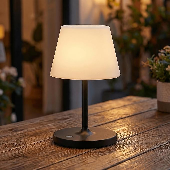Cordless Lamp, 5000mAh Battery Operated Rechargeable Table Lamp with Power Bank, Touch Dimmable 3 Color Temperatures, IP44 Waterproof Shower Lamp for Kitchen, Bathroom, Indoor Or Outdoor Use 9.6in