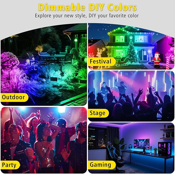 T-SUN RGB Flood Lights Outdoor, 1000W Equivalent Color Changing Landscape LED Light with APP & WiFi & Remote Control, Waterproof Floodlight with 16 Million Colors, Timing, Music Sync (100W-2Pack)