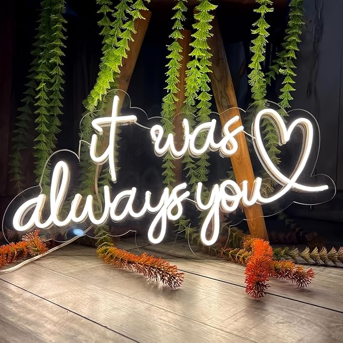 It Was Always You Neon Sign – Romantic LED Wall Light for Bedroom, Wedding, Proposal, Birthday Party, Anniversary or Bar Decor, 17″ × 9.2″ USB Powered Neon Light