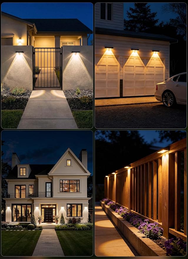 Brightown 6 Pack Solar Lights Outdoor Waterproof, Color Changing Solar Fence Deck Step Flood Lights, Warm White & RGBCW 11 Color, IP65 Waterproof Garden Lights for Outside Backyard Yard Step Patio
