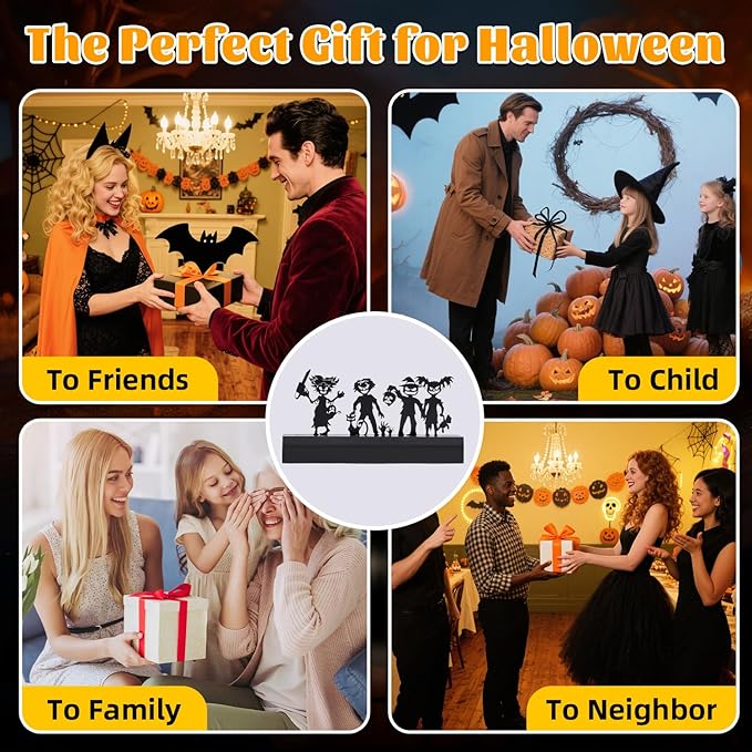 Halloween Table Decor Led Lights Silhouette Decoration Metal Horror Character Battery Operated Indoor Decoration Perfect Halloween Decor for Tabletop,Party, Home, Window