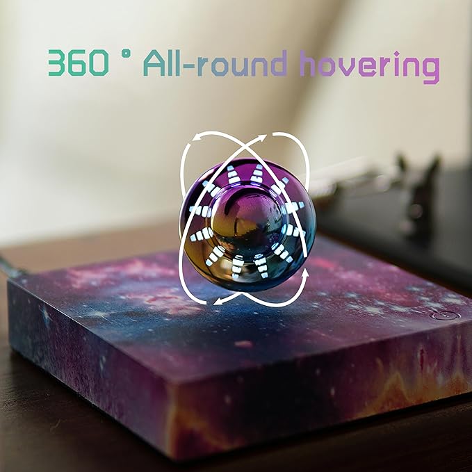 Levitating UFO Lamp - Magnetic Floating 360° Rotation with RGB Galaxy Effects, Auto-Rotating Silent LED Night Light, Cool Tech Decor for Office/Bedroom, Unique Gifts for All Ages