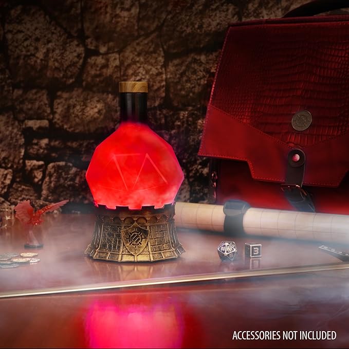 ENHANCE Gaming Sorcerer's Health Potion Light with Swirling Mystical Brew - Potion Bottle Mood Light Prop for Tabletop Game Immersion, Playroom, Desk Decor - Soft Glowing Whirling Goblet (Red Elixir)