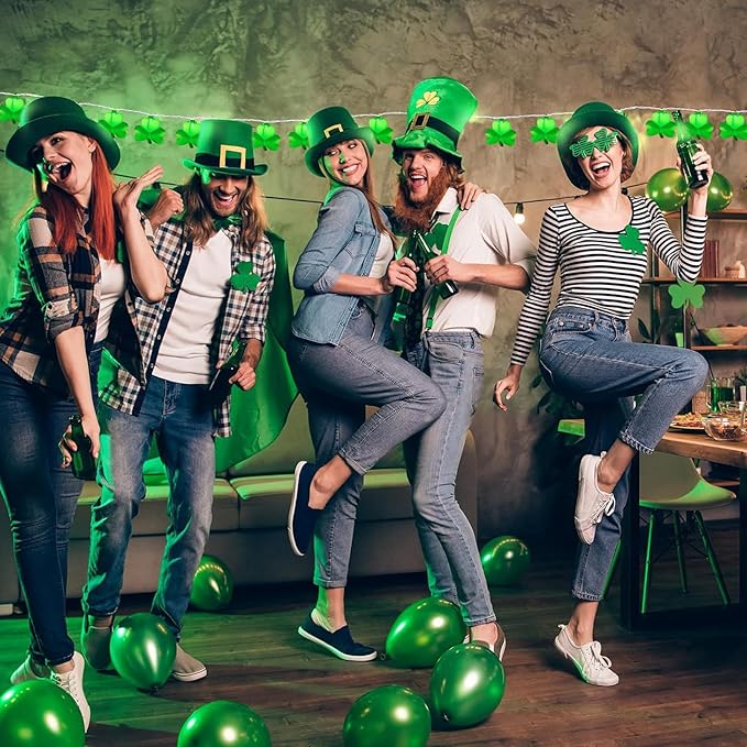 St Patrick's Day Shamrock Lights Plug in, 8.5Ft Outdoor Shamrock St Patrick's Day Decorations Lights Waterproof with 10 LED Green Clover Light UL Listed for Home Window Irish Party Garden Birthday