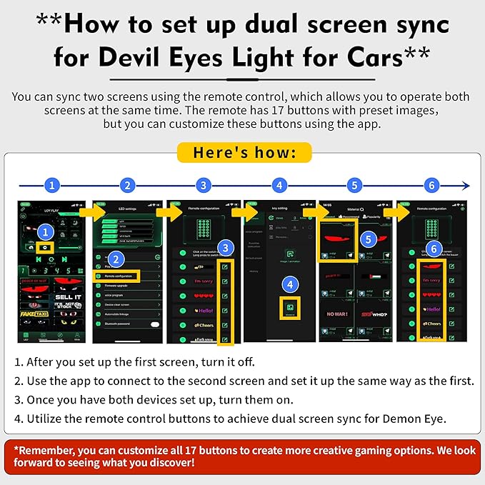 LED Lights for Car 2PCS - 23.6" 4.73" Devil's Eye Strips for Truck/SUV | Perfectly Synced Dynamic Patterns, Remote & Bluetooth APP Control, USB-Powered, IP68 Waterproof