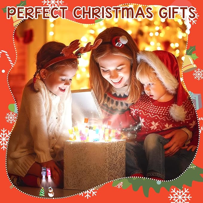 48PCS Christmas Party Favors, Finger Lights for Kids Bulk, Led Light Up Finger Light Birthday Decorations, Xmas Gifts for Grandkids Teen Stocking Stuffers Classroom Prizes Parties Goodie Bag Filler