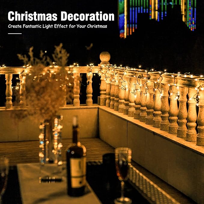 Hopolon 2 Pack 13ft 50 Clear Mini Christmas String Lights on Green Wire Cord for Indoor Outdoor Use, Connectable 120V Clear Tree Lights for Wedding, Bedroom, Porch Decor(Warm White)