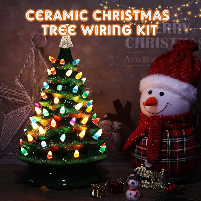 Baquler Large Ceramic Christmas Tree Wiring Kit, with 4 Watts LED Bulbs, E26 Candelabra Base, Lamp Wiring Kit, Christmas Tree Replacement Lights for Desk Lamp Lighting Large Size Objects DIY Projects