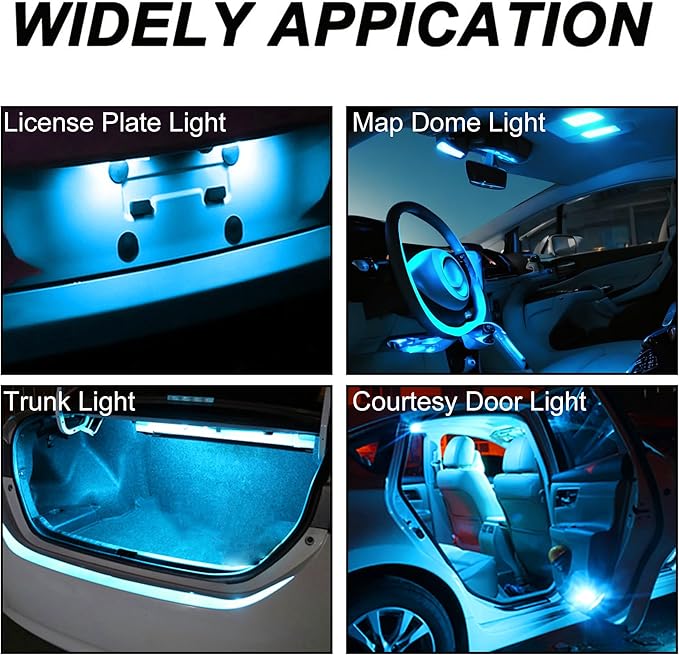 T10 194 168 Dash Instrument Ice Blue LED Light Bulbs Bright Panel Gauge Cluster Dashboard LED Light Bulbs 10Pcs/Set