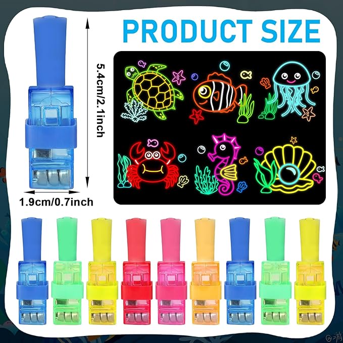 36Pcs Under the Sea Animal LED Finger Lights Ocean Animal Party Favors Glow in the Dark Light Up Finger Lights Sea Themed Bulk for Birthday Party Goodie Bag Stuffer Birthday Gifts Prize