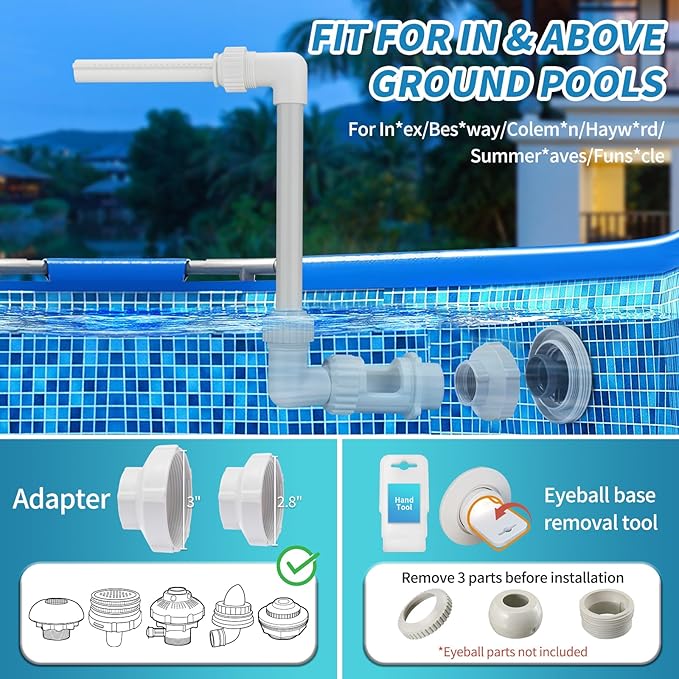Klleyna Swimming Pool Fountain for Above & In-Ground Pools, Pool Waterfall Water Cooler Sprinkler Sprayer Summer Party Decor (F-Single White)