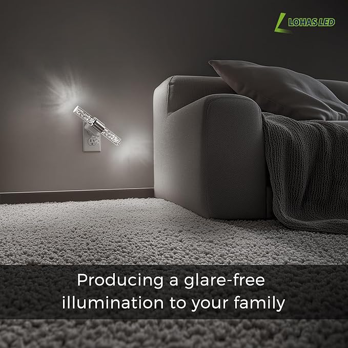 L LOHAS LED Bright Night Light, Night Lights Plug into Wall, 180° Rotating, Auto Light Sensor, Daylight White 5000K, Dimmable Nightlights for Bedroom Bathroom Hallway, 2 Pack