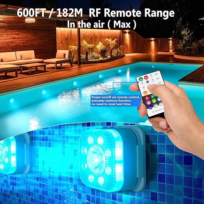 HL Pool Lights,Rechargeable Submersible LED Lights with Remote,Waterproof Magnetic Floating Light,Underwater Battery Spotlight for Above Ground/Inground Swimming Pools,Hot Tubs,Fountains-4 Pack