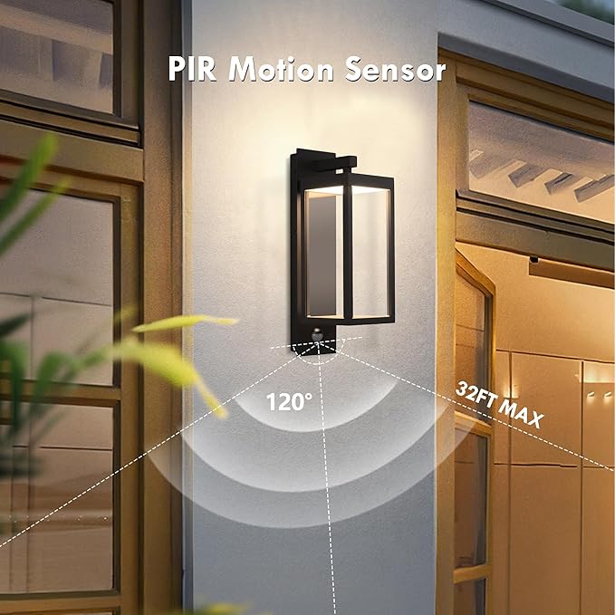 Lustrlach 2 Pack Motion Sensor Outdoor Light Fixtures Wall Mount,Exterior Wall Sconce, Porch Light, Garage Lights, Waterproof Motion Lights for Outside, Garden, Front Door