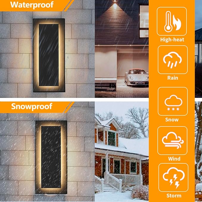 11.8" Outdoor Wall Lights, Black Led Wall Sconces,Exterior Light Fixtures Wall Mount, 3000K Warm White,Waterproof Modern Porch Hallway Front Door Lights 360°Beam Angle 1 Pack