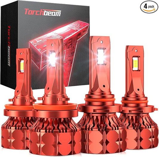 Torchbeam H11/H9/H8 9005/HB3 LED Bulbs T7 Series, 120,000LM 900% Ultra Brighter Light Bulbs, 6500K with High Speed Fan, 5Min Quick Installation Fog Light, 60000 Hours Lifelong, Pack of 2