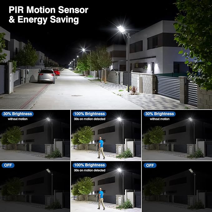 Solar Street Lights Outdoor Waterproof , 6500K 320° Angle Flood light,5730 LED Solar Parking Light with Motion Sensor and Remote Control for Outdoor, Streets, Courtyards,Parking Garages,-4Pack