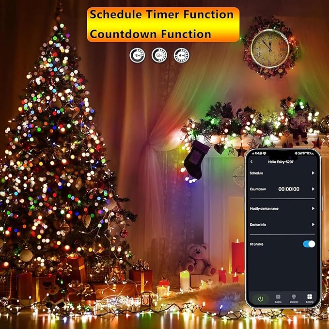 iBaycon Smart Color Changing Christmas Lights, 66FT 200 LED RGB Christmas Tree Lights Remote & App Controlled String Lights for Outdoor Indoor Christmas Decorations