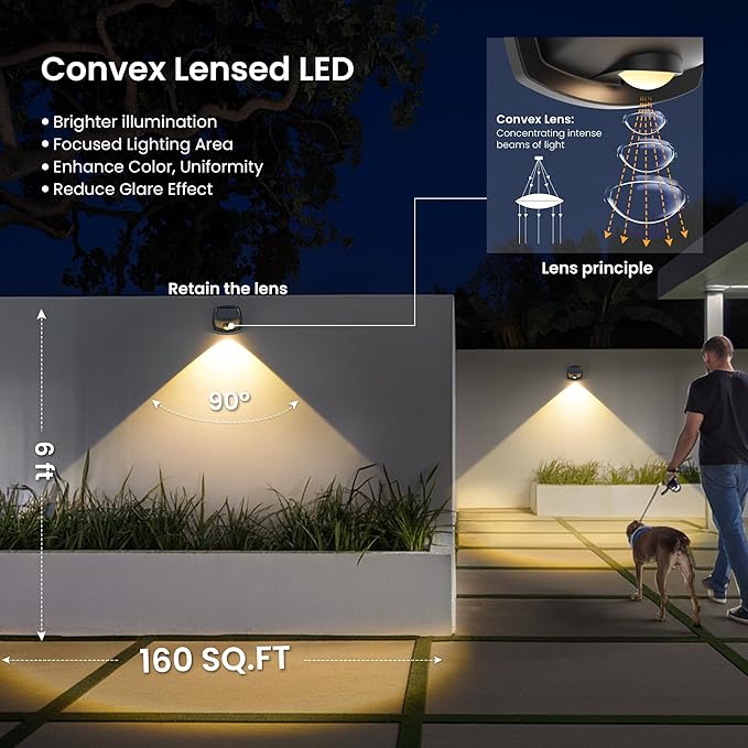 SOLPEX Solar Lights Outdoor Waterproof IP65, Solar Stair Lights Outdoor for Fence, Deck, Step, Dual Color LED 3 Lighting Modes House Wall Light for Porch, Backyard, Fence, Garden Decor-12 Pack