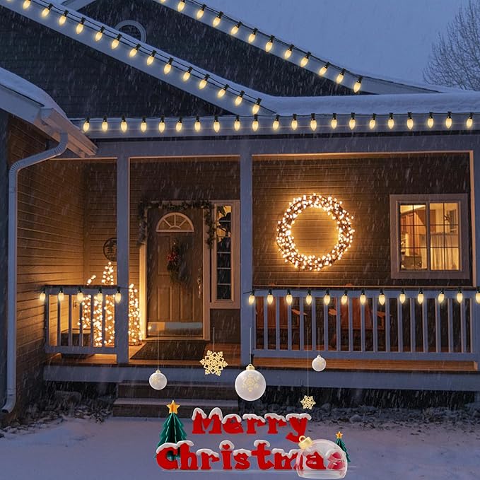 25 Pack Christmas Replacement Bulb, C9 Ceramic White Outdoor Christmas Bulb for Christmas Party String Lights, E17 Intermediate Base, 7W Night Light Bulbs for Indoor Outdoor Holiday Decor