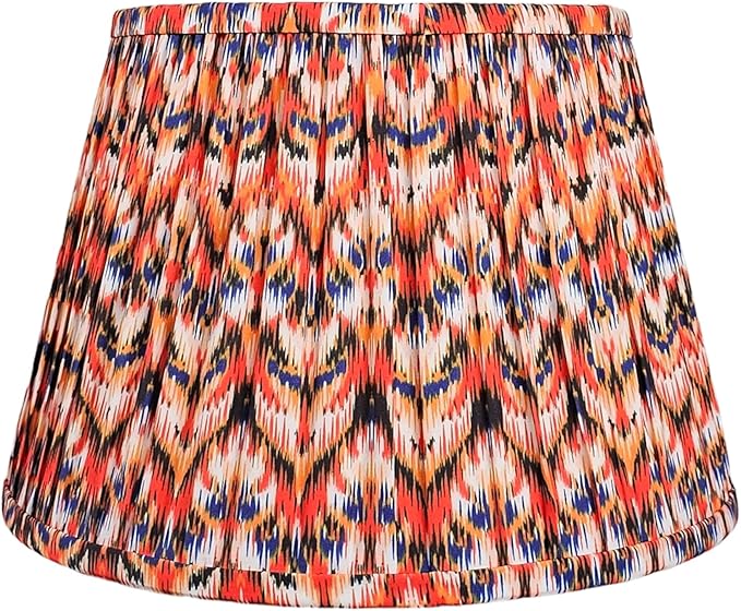 RDI Pleated Pattern Fabric Lampshade, Flora Collection, Large Lamp Shade, 10.5 x 16 x 11 inch (Top x Bottom x Height), Orange Oasis