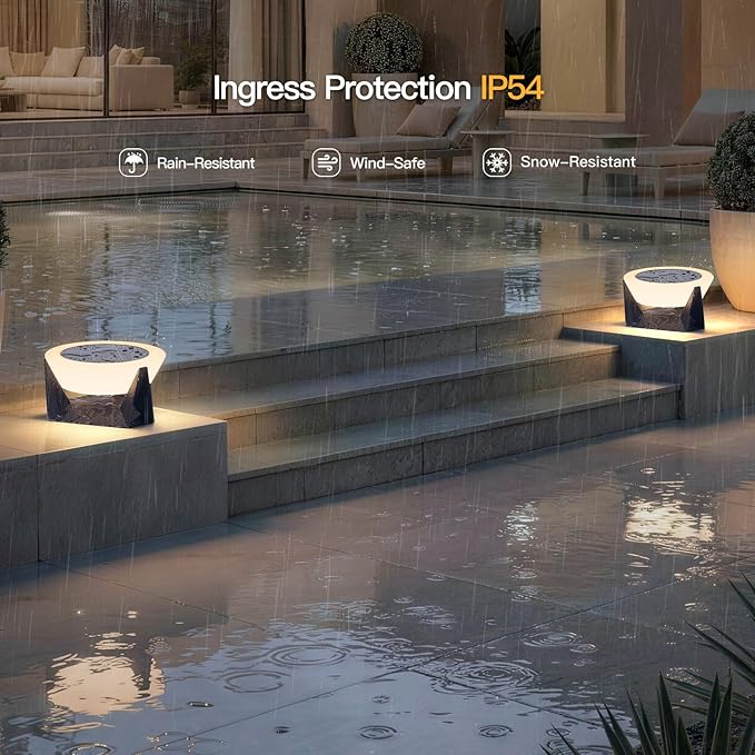 Solar Floor Lamp, Medium Solar Lantern, 3000K LED Outdoor Lanterns for Porch, Dusk to Dawn Outdoor Lights for Patio, Waterproof Floor Lamps, Modern Garden Lights Free Standing for Deck Table Yard