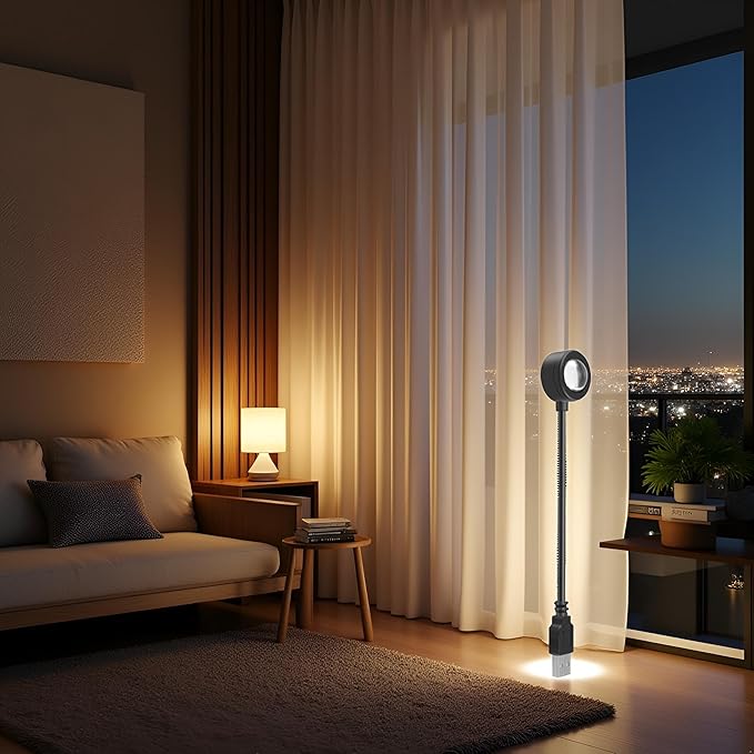 1pc LED Sunset Ambient Lamp Night Light,USB Warm Ambient Light,Projector Birthday Party Decoration Portable Mood Light for Bedroom Living,Lighting and Ceiling Fans