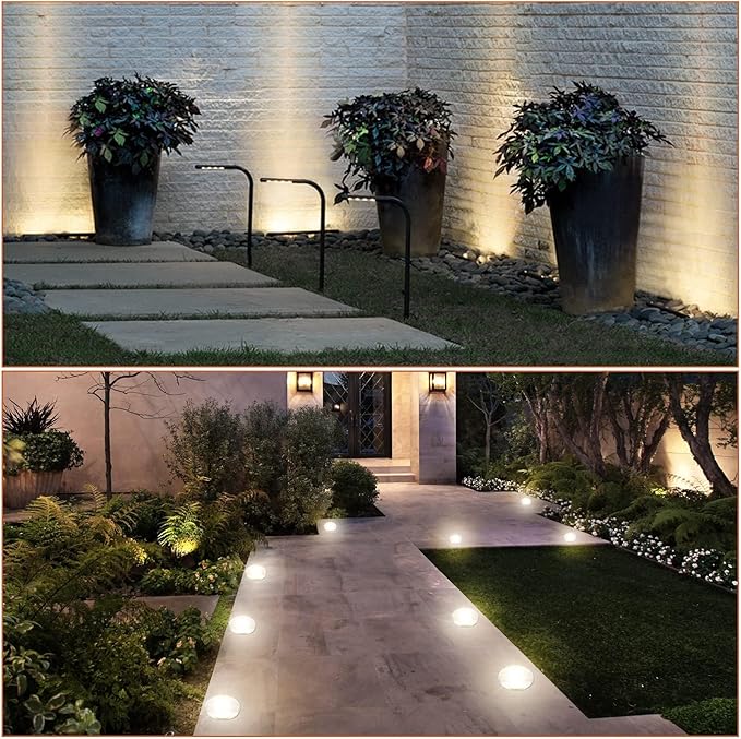 Junview Low Voltage Landscape Lights with Connectors Grated Top Anti-Glare LED Well Lights 12V-24V Waterproof Outdoor In-Ground Light 3000K Landscape Lighting for Garden Yard Deck Pathway (14)