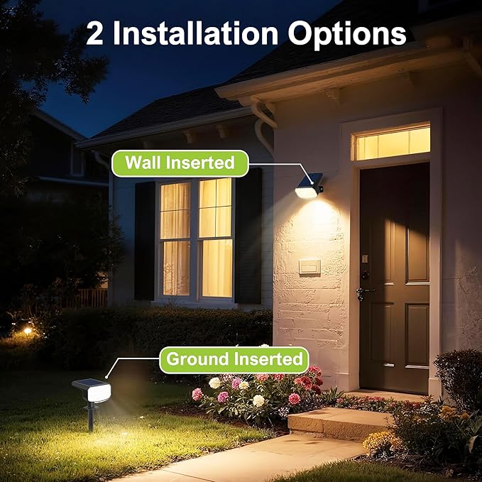 DAMINY Solar Spotlights Outdoor Waterproof IP65,2 CCT(Warm White & Cool White),4 Lighting Modes Solar spot Lights for Yard,Garden,Pathway,Landscape,Auto On/Off-4 Pack